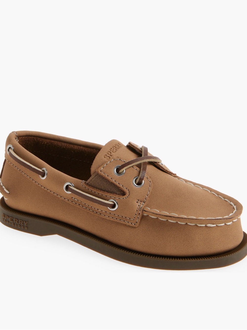 Sperry Kids Authentic 2-Eye Nubuck Boat Shoe, Baby size 4 in Chestnut
